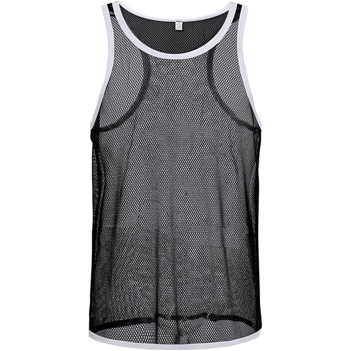 Чоловіча футболка BIATWOWR з прозорими рукавами, тонка майка, чорна (XL)