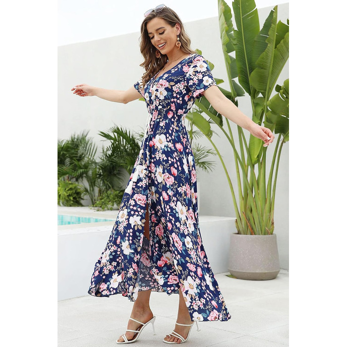 Сукня максі А-силуету VintageClothing жіноча, темно-синя (L, 75% бавовна)