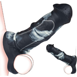 Реалістичний дилда у вигляді коня з мошонкою та венами, силіконовий пеніс-чохол для чоловіків, чорний, L
