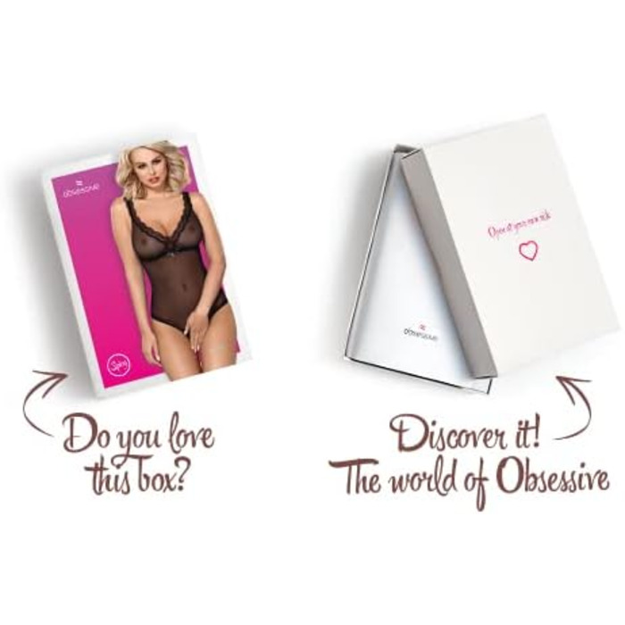 Корсетний боді Obsessive Zarter з витонченою мереживом та шнуванням, чорний, L-XL