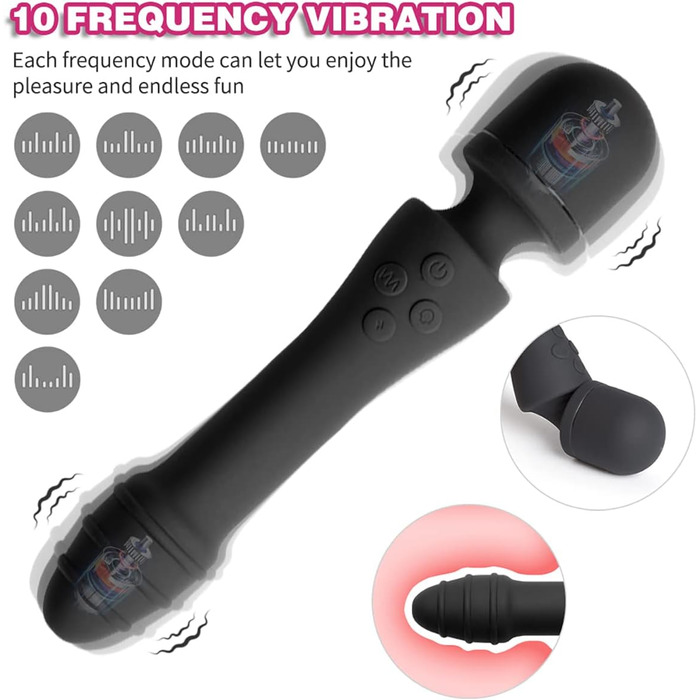 Вібратор Doppelkopf 2-в-1 з 10 режимами вібрації та функцією нагріву, JFRong - масажер для G-точки та клітора, водонепроникний, перезаряджається, для жінок