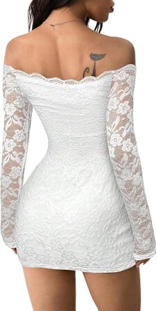 Вечіркове міні-плаття WeatyRock з довгим рукавом, мереживом, готичний стиль, біле, розмір M