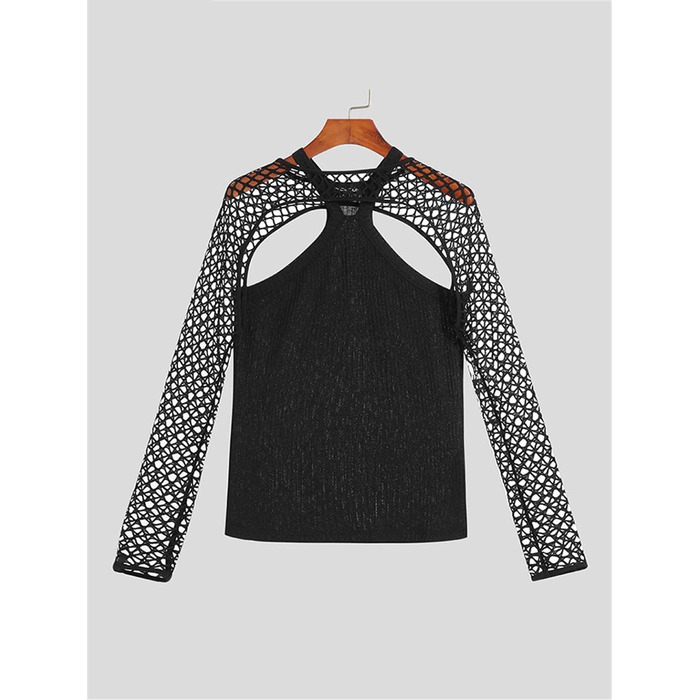 Чоловіча футболка Deepsko з прозорою сіткою та вирізами, комплект з двох частин для вечірок