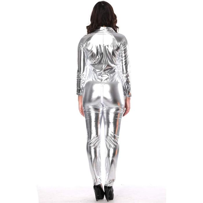 Боді Babydoll з еластичної шкіри YouYaYaZ для клубів та сну (S-5, срібний, M)