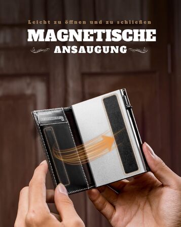 Слім-гаманець чоловічий DODENSHA MagSnap з RFID-захистом, відділенням для монет та магнітним замком, на 10+ карт (Сірий сріблястий)