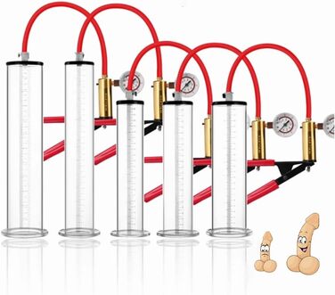 Насос для збільшення пеніса Guspiun з манометром та ручкою, 5 розмірів циліндрів, для чоловіків, допомога в ерекції, еротичні іграшки