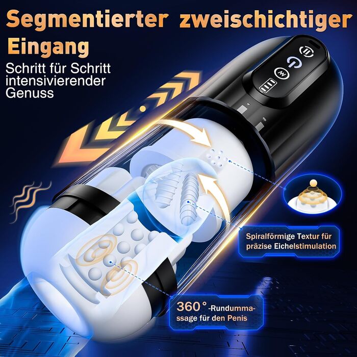 Електричний секс-іграшка PRONFANS для чоловіків: мастурбатор, вібрація, ротаційний механізм, 10 функцій, пеніс-насос, Blowjob
