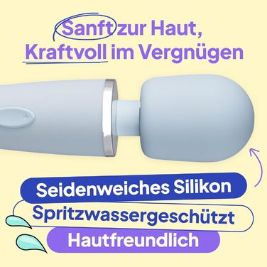Масажний стрижень для жінок Luxy: потужний, тихий, водонепроникний вібратор з 10 режимами - сріблястий (блакитний)