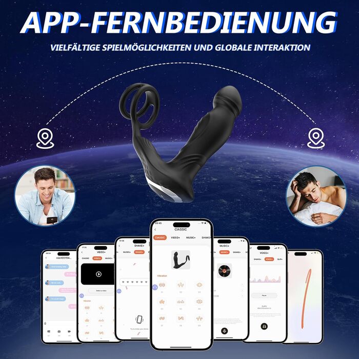 Анальні вібратори 3-в-1 для чоловіків: вібратор, плагін, керування через додаток. 9 режимів, сексуальні іграшки для чоловіків