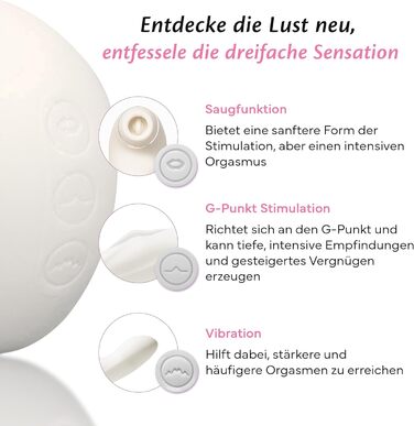 Вібратор для жінок Fae Vibration 3в1 - стимулятор G-точки та клітора з функцією масажу, вакуумної стимуляції та вібрації. Перезаряджуваний силіконовий секс-іграшка, Thrive, Whisper White