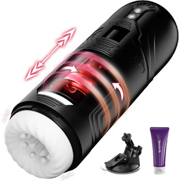 Електричний мастурбатор для чоловіків HIVEFUN з 7 режимами вібрації, ротації та імпульсу. Чорний, для особистого використання.