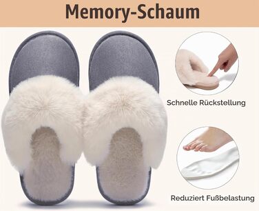 Унісекс зимові домашні капці з ефектом пам'яті (Memory Foam), теплі та м'які, колір: темно-сірий (Schiefergrau), розмір 38.5/40 EU