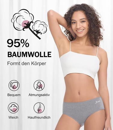 Бобель Женские трусы-слипы 5 шт. в упаковке, хлопковые, дышащие, мягкие, эластичные (S-XXL) (L, Multicolor06)