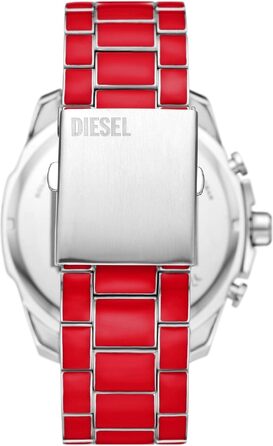 Чоловічий годинник Diesel Mega Chief Chronograph з ремінцем зі сталі (червоно-білий)