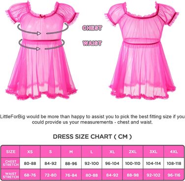 Прозора мереживна сукня-боді LittleForBig для дорослих та дітей, рожева, розмір XXL