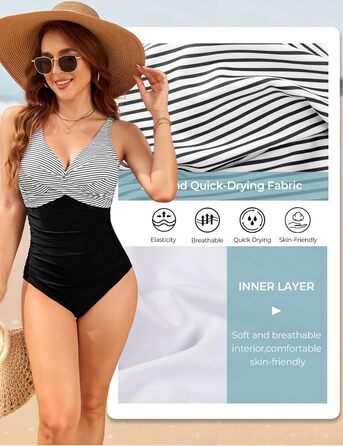 Купальник жіночий суцільний з V-подібним вирізом Push Up, купальник монокіні, ретро стиль, великі розміри (A, M)