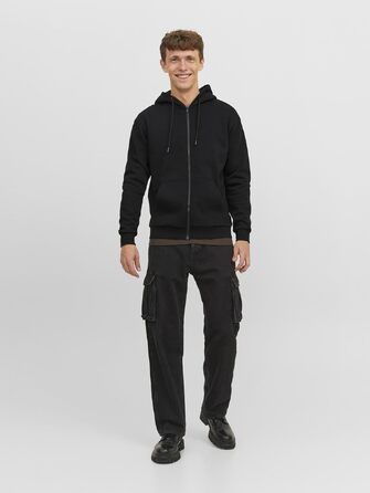 Чоловіча худі на блискавці JACK & JONES одноколірна чорна, розмір XL