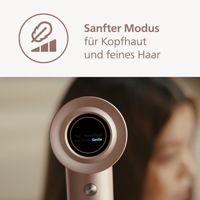 Фен для волосся Philips Series 8000 BHD837/10 з безщітковим DC-двигуном, ThermoShield Advanced, 1400 Вт, Рожеве шампанське (з дифузором та стилізуючою насадкою)
