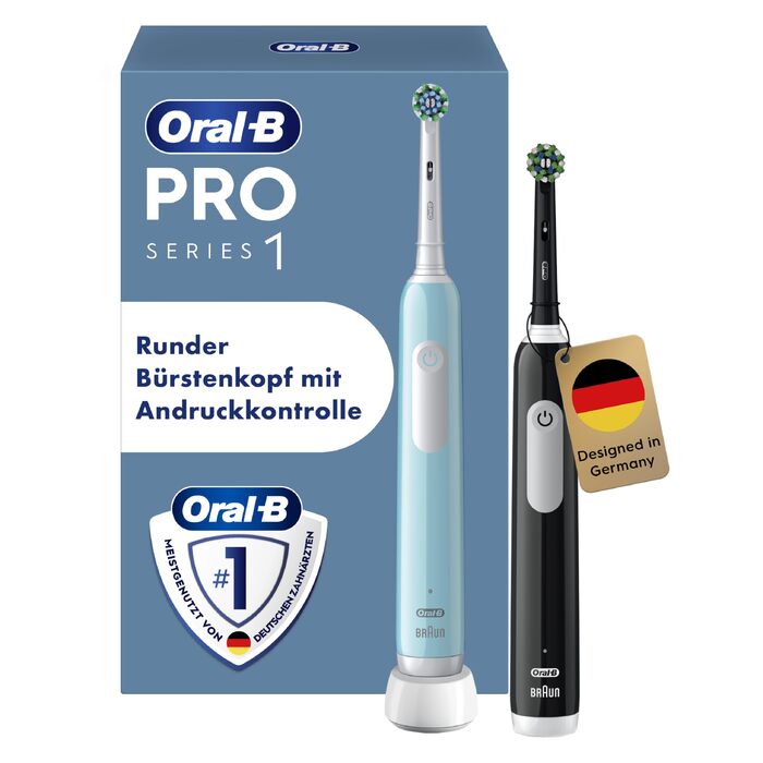 Електрична зубна щітка Oral-B Pro Series 1, набір 2 шт (Рожева/Чорна), 3 режими чищення, 2 змінні насадки
