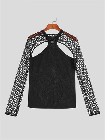 Чоловіча футболка Deepsko з прозорою сіткою та вирізами, комплект з двох частин для вечірок