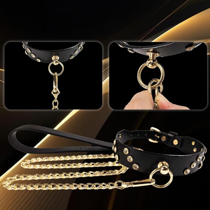 Лідер шкіряне намисто з кільцем O SM регульоване, для пар, дорослих, БДСМ, чорне