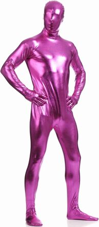 Чоловічий латексний комбінезон з блискавкою - костюм кота, набір для вечірки, Halloween, сцени (рожевий, рожевий, L)