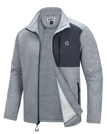 Чоловіча спортивна куртка Outdoor Ventures: легка флісова кофта з 5 кишенями, світло-сіра, розмір 3XL