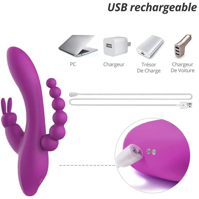 Вібратор для жінок та пар Sxovo 3 в 1: G-точка, клітора та анус. 7 режимів, силікон, водонепроникний