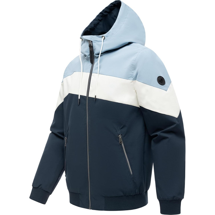 Чоловіча легка демісезонна куртка Ragwear Stewie Block: водонепроникна та дихаюча з капюшоном, Dusty Blue, розмір S-4 (M)
