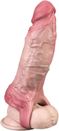 Реалістичний пеніс-сleeve з кільцем для яєчок та структурою вен, для подовження та продовження часу, збільшення пеніса, масаж G-точки, секс-іграшка для пар (OS-ADL5071)