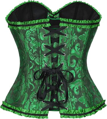 Корсетний топ для жінок TRIWORKS, сатиновий шнурівка-корсет Bustier для талії, святковий одяг для карнавалу та Різдва, чорний та зелений, розмір XXL