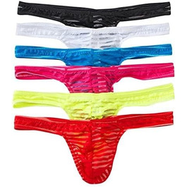 QiaTi чоловічі труси-стрінги, 6 шт. у наборі, мереживні, кольорові