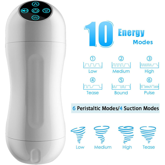 Електричний масажер для чоловіків з 4 режимами всмоктування та нагріванням, 6 перистальтичних режимів, автоматичний секс-іграшка для чоловіків