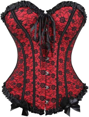 Сукня-корсет з корсетом, спідницею та корсажем, мереживо, шнурівка, сукня-корсаж, вінтажний стиль, сексуальний образ, для Хелловіну (XXS, червоно-чорний)