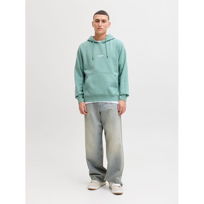 Чоловічий худі Jack & Jones з принтом, органічна бавовна, Mineral Blue, розмір XL