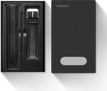 Шкіряний ремінець Fullmosa 22 мм для Samsung Galaxy Watch 46 мм, Galaxy Watch 3 45 мм, Gear S3 Frontier/Classic, чорний колір, срібляста застібка