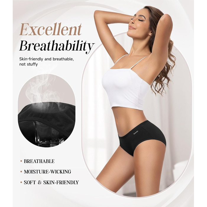 Танстк (TANSTC) жіночі труси-сліпи з бавовни, 6 шт. в упаковці, низька посадка, еластичні, дихаючі, чорний, XL