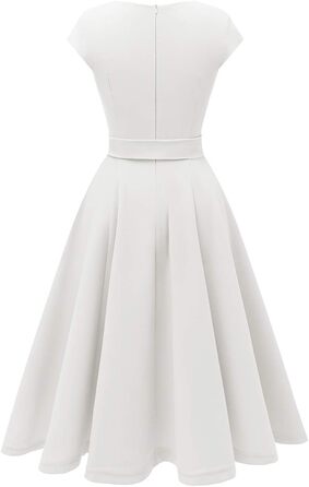 Сукня коктейльна DRESSTELLS жіноча святкова 1950-х років, довжина міні, рокабілі, весільна, для вечірки, вінтажна з під'юбником (XXL, біла)