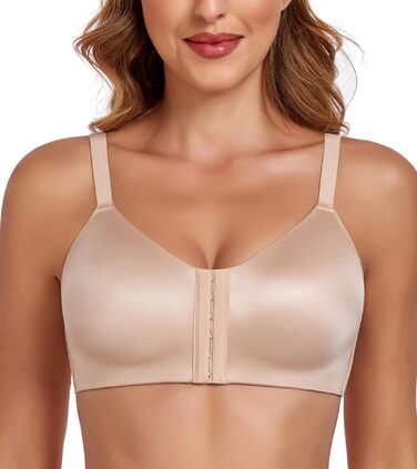 Леморосі: Безшовний бюстгальтер без кісточок, мультивей, на спину, з передньою застібкою, великі розміри, сильний утримання, повна чашка, комфортний, класичний бралетт для повсякденного носіння, 95E, бежевий