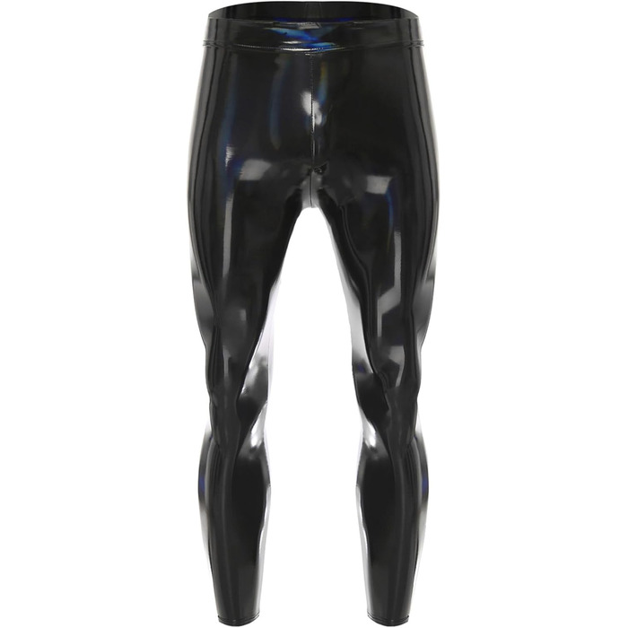 Чоловічі шкіряні лосини-легінси з ефектом лаку Winying, чорні, 3XL