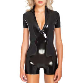 Жіноче плаття-корсет з латексу та штучної шкіри YZPNBW: міні-сукня бодікон, сексуальний клубний образ, комбінезон, чорний, XL