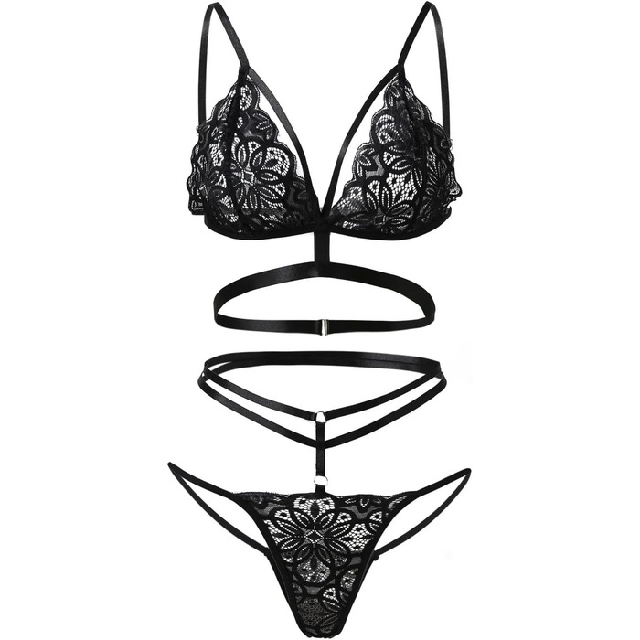 Сексуальна жіноча білизна комплект: мереживний бюстгальтер та труси (плюс розмір)