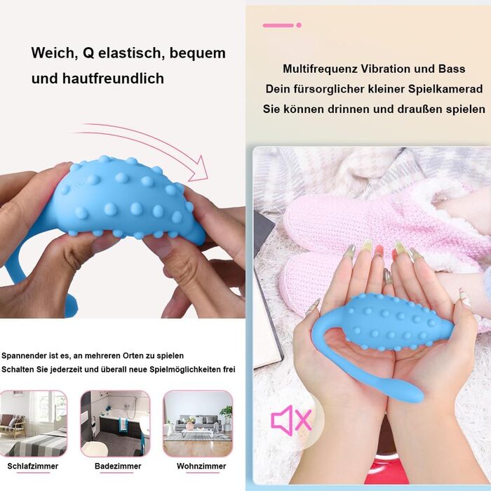 Секс-іграшка NAIXBTY: вібруюче яйце з силікону з пультом дистанційного керування. Для вагінальної та кліторальної стимуляції. Підходить для пар. (Блакитний)