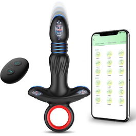 Вібратор для простати для чоловіків, стимулятор простати з 9 режимів вібрації, телескопічний дизайн, пульт дистанційного керування, анальний плагін для пар, чорний