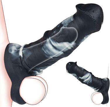 Реалістичний дилда у вигляді коня з мошонкою та венами, силіконовий пеніс-чохол для чоловіків, чорний, L
