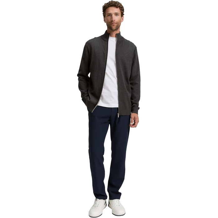 Чоловічий трикотажний кардиган Tom Tailor з бавовни, розмір XL, колір Black Grey Melange (арт. 10617)