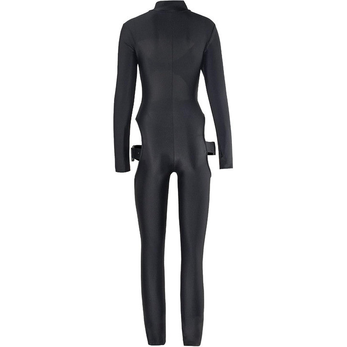 Комбінезон жіночий Sedmoda чорний з довгим рукавом, облягаючий з пряжкою