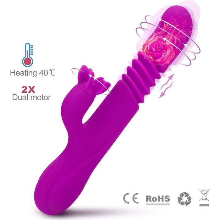 Вібратор жіночий TYDAY з 7 режимами вібрації та 3 режимами розтягування, нагрівається до 40°, подвійний мотор, функції ротації та розширення