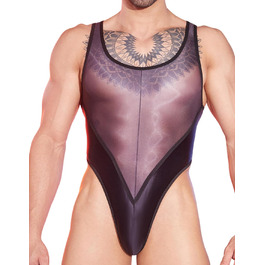 Боді для чоловіків AIEOE: сексуальний, прозорий боді, топ-майка, без рукавів, чорний