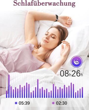 Смарт-годинник для жінок 1.47'' Fitness Tracker: моніторинг пульсу, SpO2, сну, крокомір, відстеження менструального циклу, сповіщення дзвінків та WhatsApp, сумісний з Android та iOS, чорний